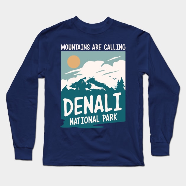 Alaska Denali National Park Retro Vintage Design Long Sleeve T-Shirt by Terrybogard97